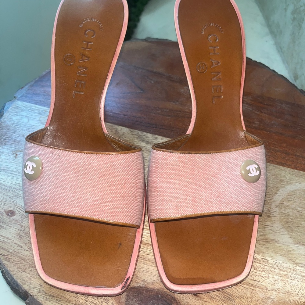Chanel Light Pink Slide Sandals